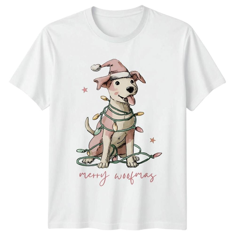 Merry Woofmas Christmas Dog Puppy Santa Hat Unisexs TShirt Unisexs Graphic Tee S