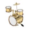 Copper Miniature Drum Set Model with Case Mini Percussion Musical Instrument Model Dollhouse Ornament