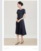 High-Quality Tencel Cotton Retro Waist-Cinched Short-Sleeve Spring/Summer Denim Dress