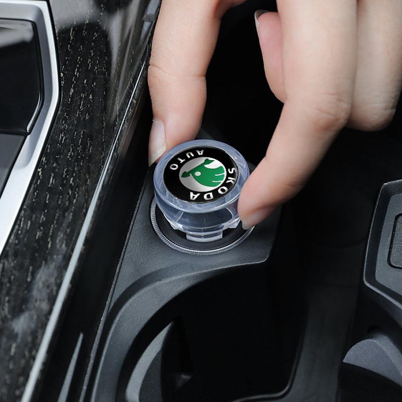 ABS Car Cigarette Lighter Dust Cover Dustproof Cap Plug for Skoda Logo VRS Yeti Octavia Kamiq Kodiaq Karoq Superb Fabia Rapid ndf500
