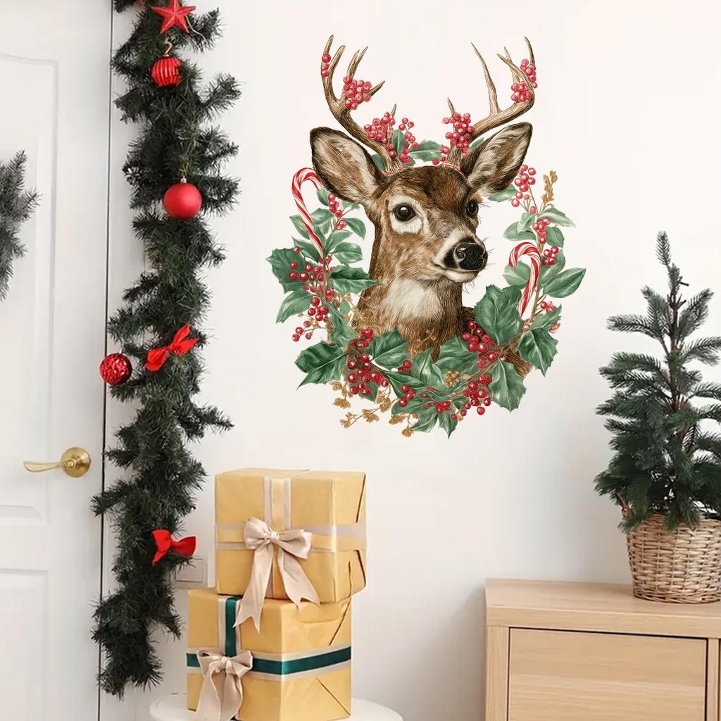Christmas Reindeer Head Wall Stickers, Christmas Room Decoration Wall Stickers