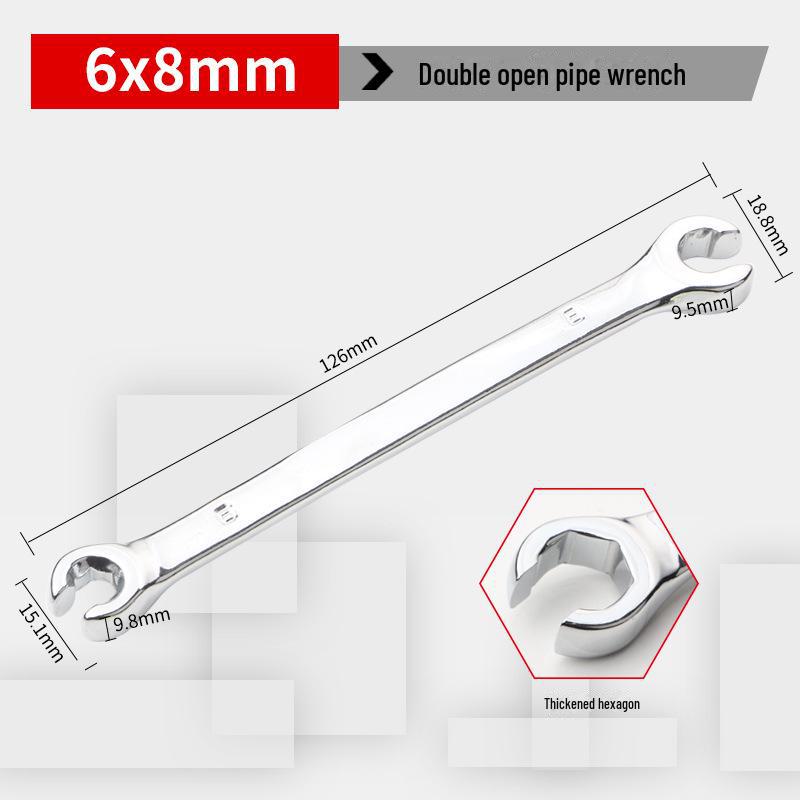 Dual Head Hex Open-End Wrench for High-Pressure Oil Pipe and Brake Pipe Disassembly