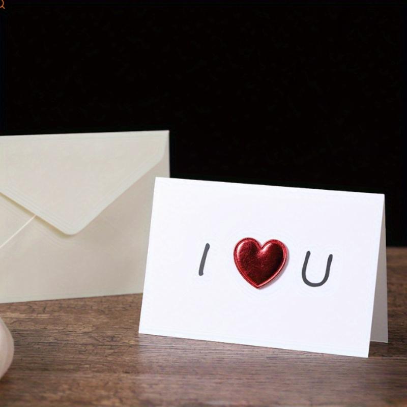10 ks jednobarevných červených srdíček s romantickým dopisem Miluji tě navždy svatební oznámení na Valentýna, narozeniny, svatební přání
