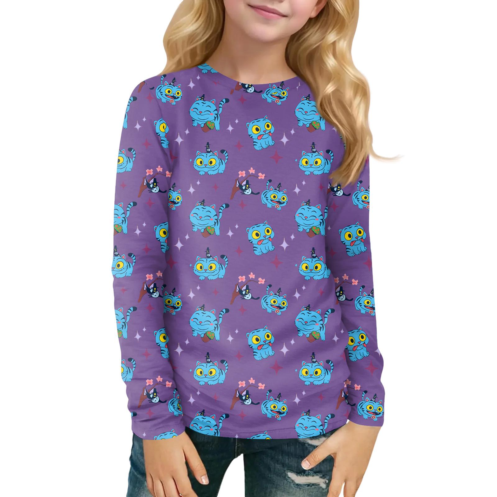 

Детский топ с длинным рукавом и круглым вырезом с принтом ведьмы и цветочным принтом для повседневной носки 110