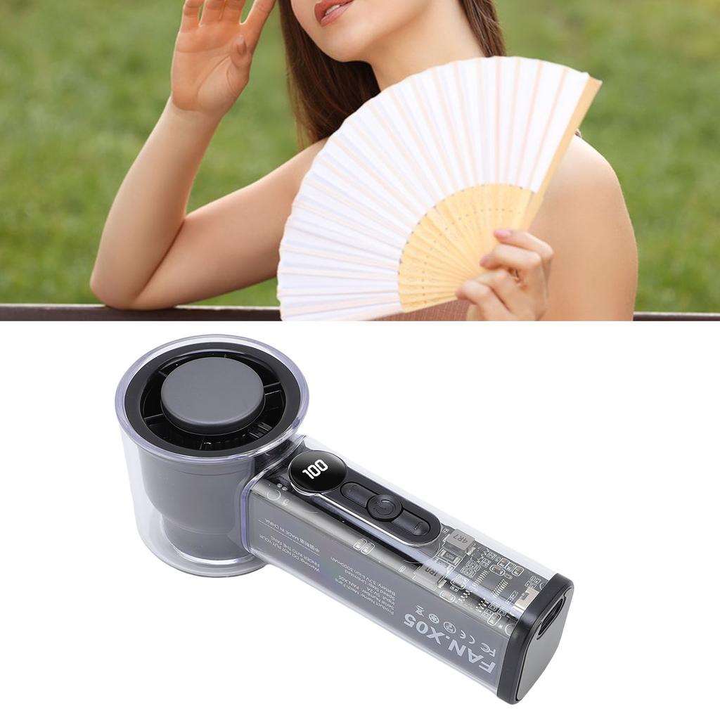Portable Handheld   Fan Stepless Adjustment Digital Display Silent Small   Cooling Fan for Travel Beach Camping Home