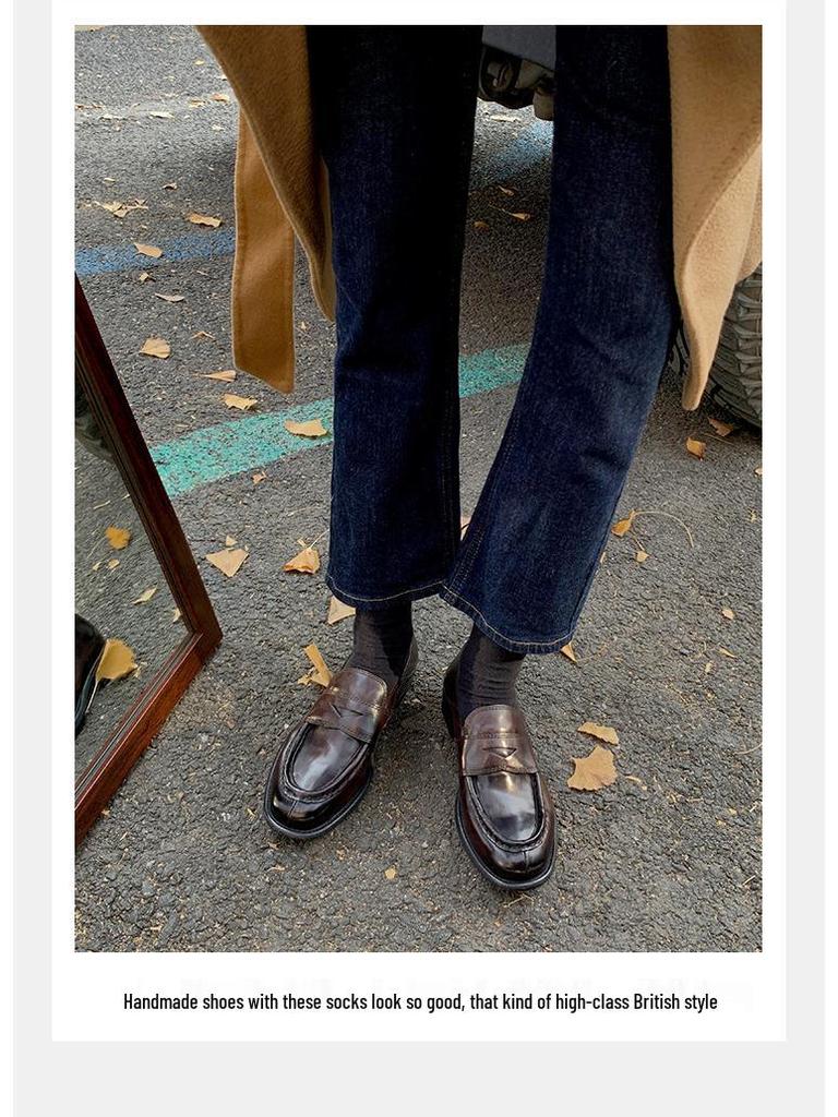 Grape Mom's Retro British College Style Chunky Heel Slip-On Loafers - Perfect for Autumn!