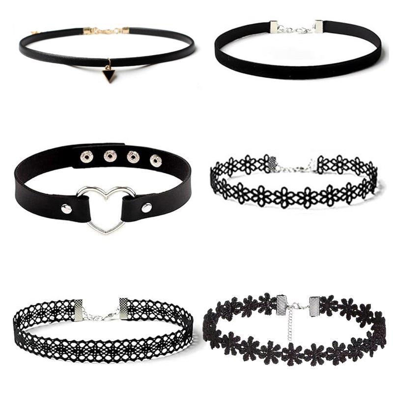 6pcs Women’s Black Lace Choker Necklace Set