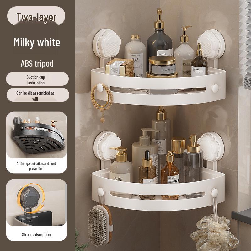 Punch-Free Suction Cup Triangle Bathroom Storage Rack