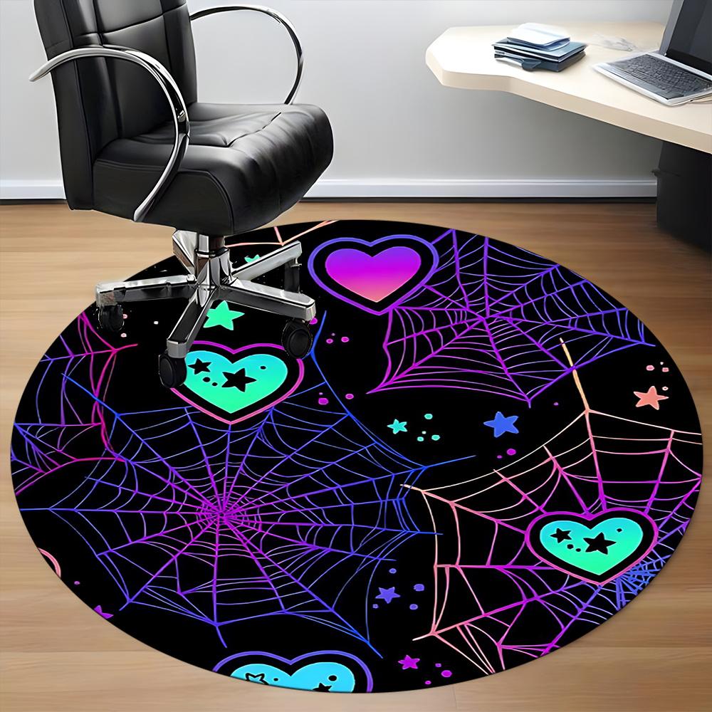 1pc Spider Web Hearts Office Round Area Rug, Indoor Mat Suitable ForOffice, Under Office Chairs Bedroom Living Room Home Decor, Room Decot106