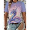 Tricou pentru femei cu imprimeu 3D - Tricou confortabil cu mânecă scurtă, guler rotund, bluză casual elastică medie, pentru primăvară, respirabil, cămașă imprimată, ținută la modă