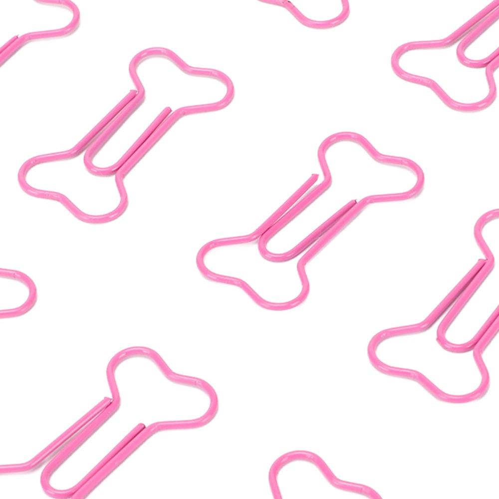 100Pcs Bone Shaped Paper Clips Pink Cute Paper Clips Stationery Accessories Mini Paper Clips  Office