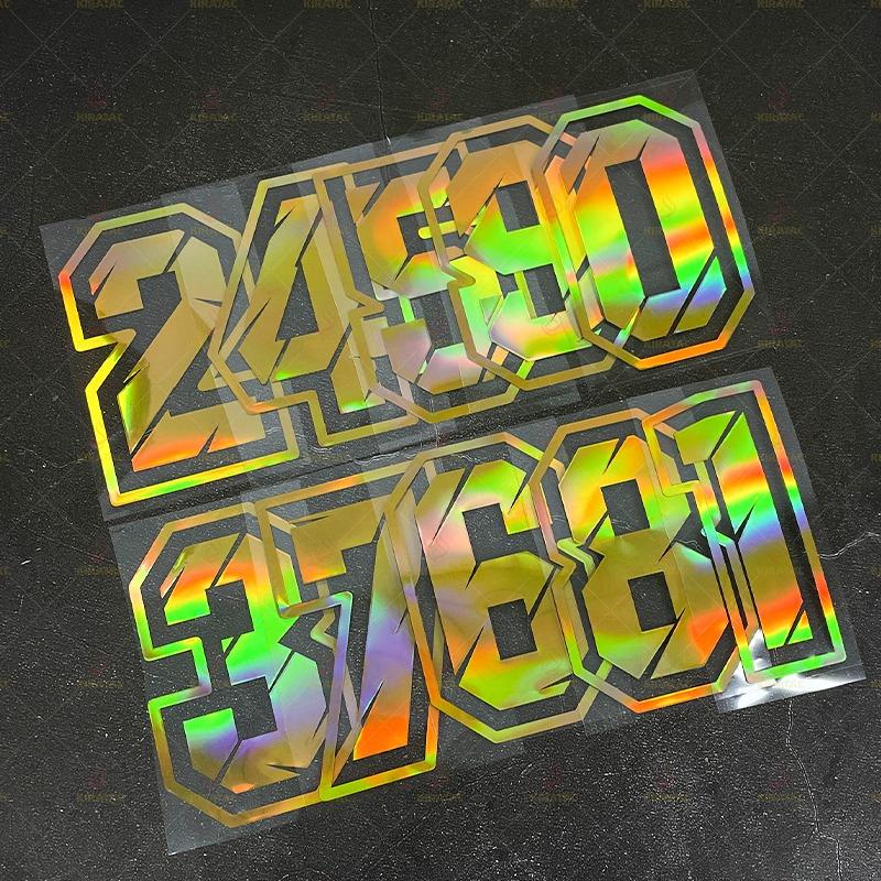 1PC Gold Laser Number 0 To 9 Motorcycle Stickers Waterproof for Motorcycle Helmet Fairing Tailbox Car Body Universal Vinyl Decal