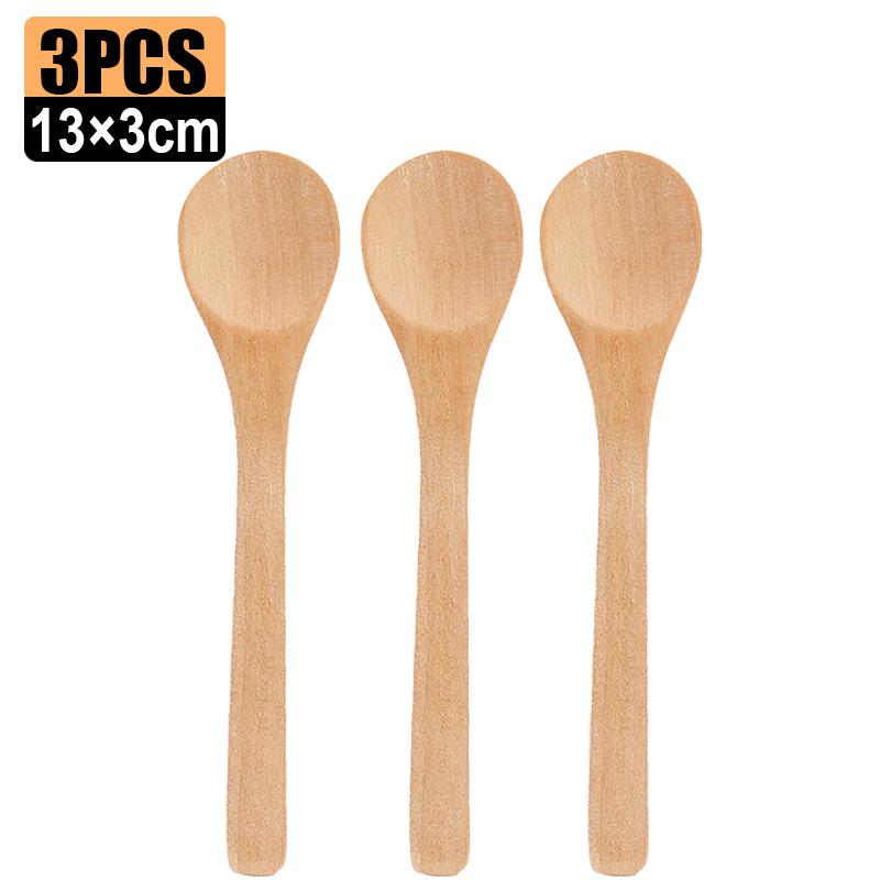 20/1Pcs Natural Wood Spoons Long Handle Soup Stirring Spoons Coffee Milk Teaspoon Scoops Home Kitchen Tableware Cooking Tools4