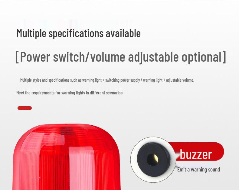 LTE-1102J Rotating LED Flashing Light & High-Volume Alarm, 24V/220V/380V