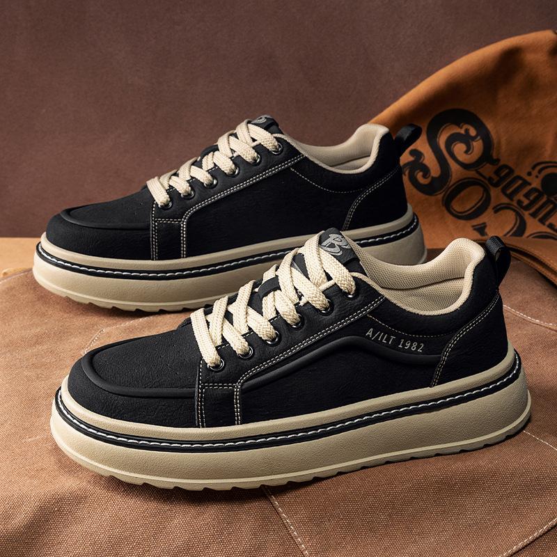 Men's Platform Casual Shoes 2026 Autumn New Outdoor Comfortable Cross Tied Board Shoes Fashion Vintage Height Increase Sneakers