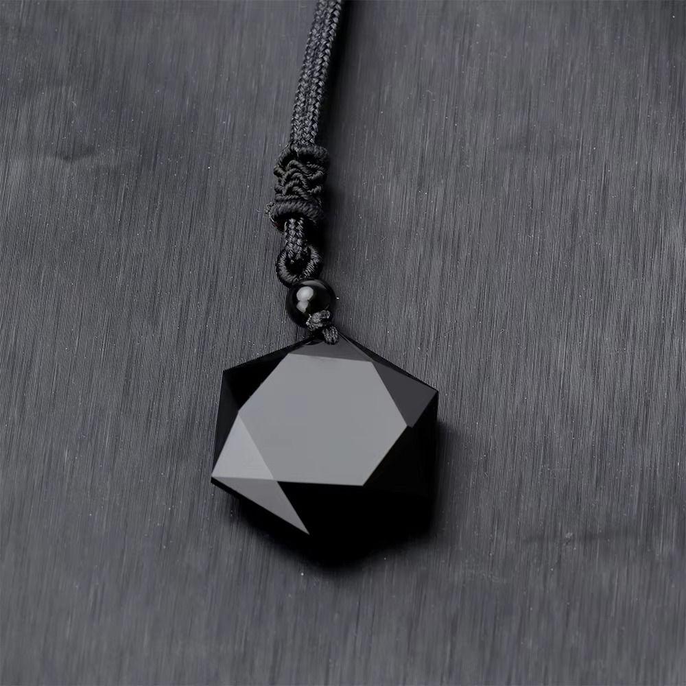 Lucky Love Obsidian Necklace Amulet Pendants Stone Necklace Hexagram Pendant  Jewelry Gift