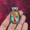 Orange Spiny Oyster Handmade Gemstone Pendant, 925 Solid Sterling Silver Pendant, For Thanksgiving