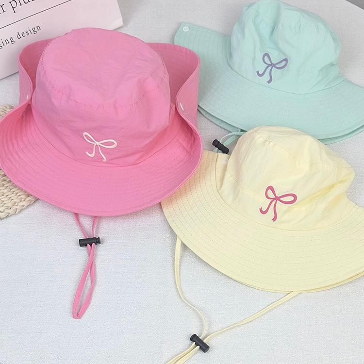 Rosa Schleife Fischerhut für Damen Sommer Breitkrempig Anti-UV Sonnenhut Outdoor Camping Wandern Damen Mädchen Bucket Hats