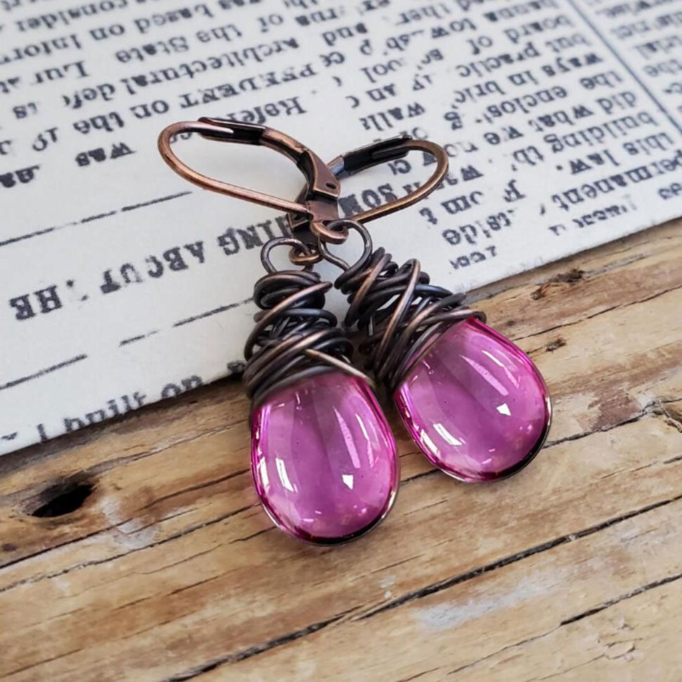 

Dazzling Copper Color Round Earrings Metal Purple Color Carving Dangle Earrings Women