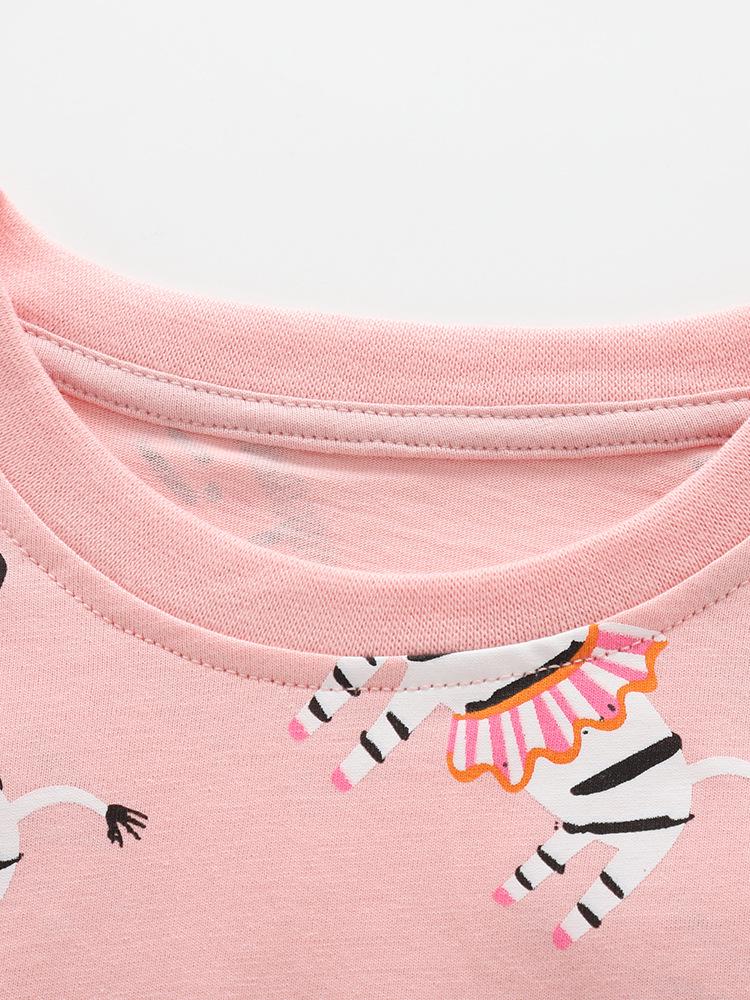 Malwee Girls' Summer Pajama Set: European & American Style, Short Sleeve Top with Elastic Waist Pants