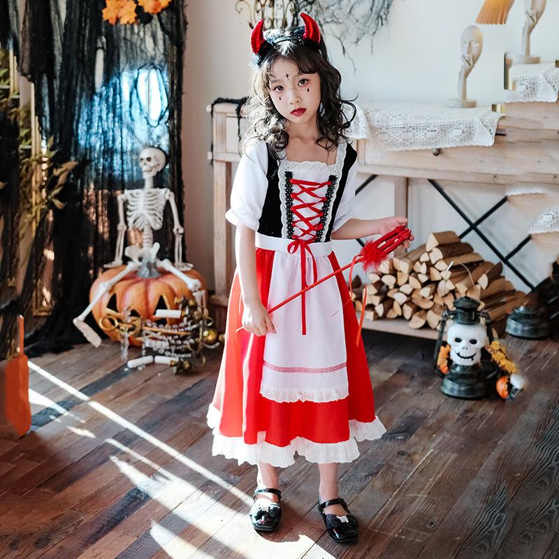 Halloween Children's Costume Christmas Costume Girls Cinderella cos Little Red Riding Hood Shawl Cape Pastoral Performance Costume
