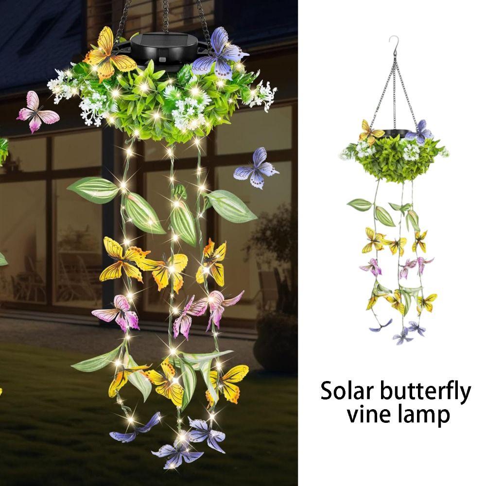 Waterproof Design Solar Butterfly Lamp Butterfly Decoration Solar Powered Solar Vine Lamp Vine Style Artificial Plant