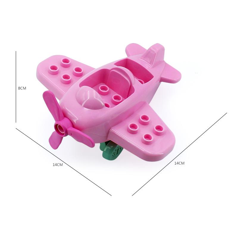 Compatible Large Particle Building Block Table with Cartoon Car, Bus, Airplane, and Sedan Accessories for Children