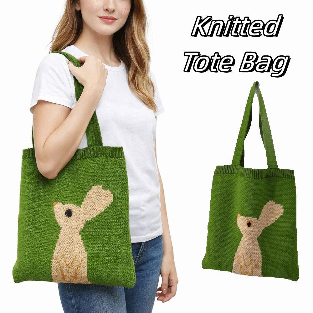 Animal Crochet Bag Handmade Knitted Tote Bag Fashion Rabbit Handbag  Shopping