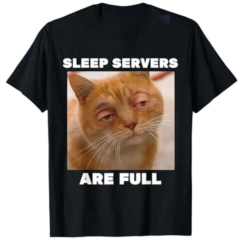 

Sleep Server Full Funny Cat Emoji Tshirt Cute Kitten Comic Cartoon Pattern Clothing Y2k Novelty Gift Fashion Tshirt Top S