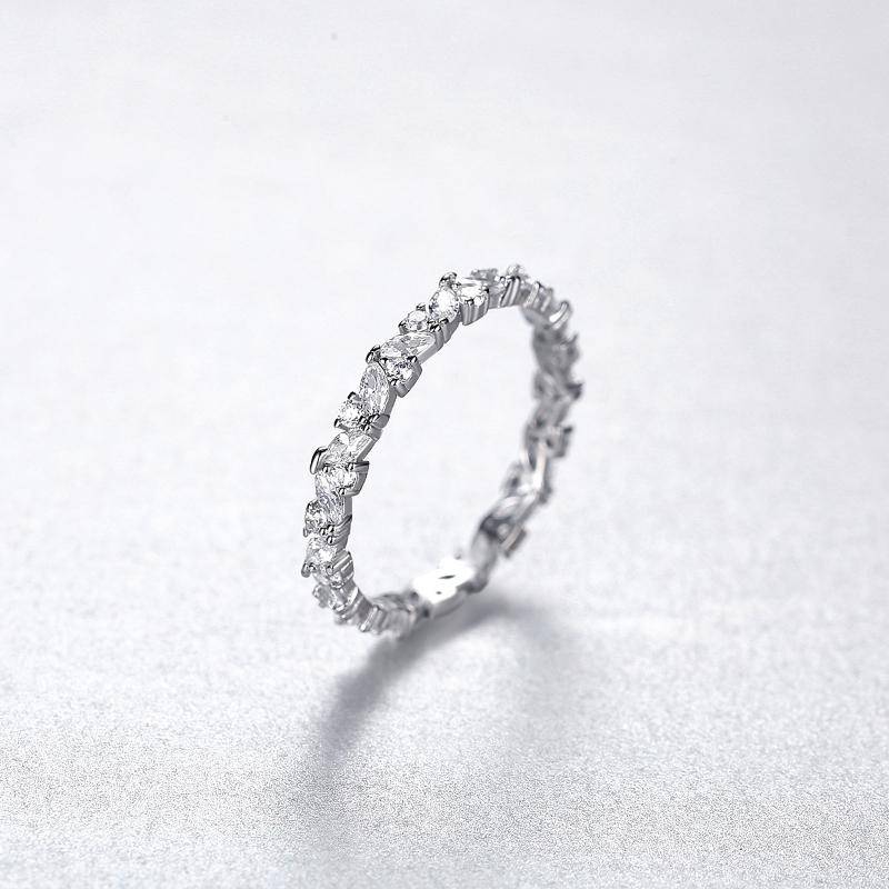 Trumium Originale Argento Sterling 925 Anelli Dita Personalità Eternità per Donne Spose Matrimonio Fidanzamento Foglie CZ Gioielli