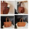 Women’s Corduroy Underarm Handbag Multi Pocket Storage Lightweight Commuters Bag For Office Travel Essential  White