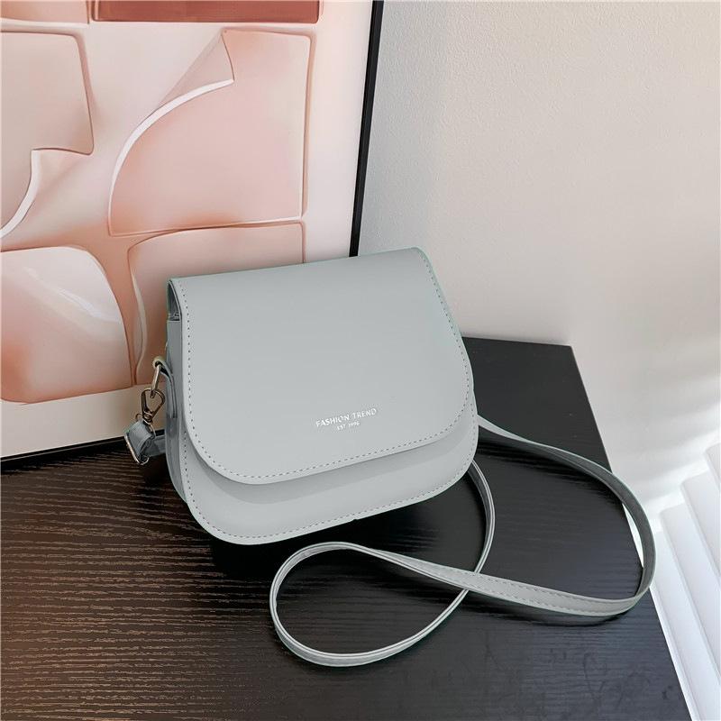 Trendy Saddle Shoulder Bag Women PU Leather Crossbody Purse Simple Solid Color Flap Handbags Pouch
