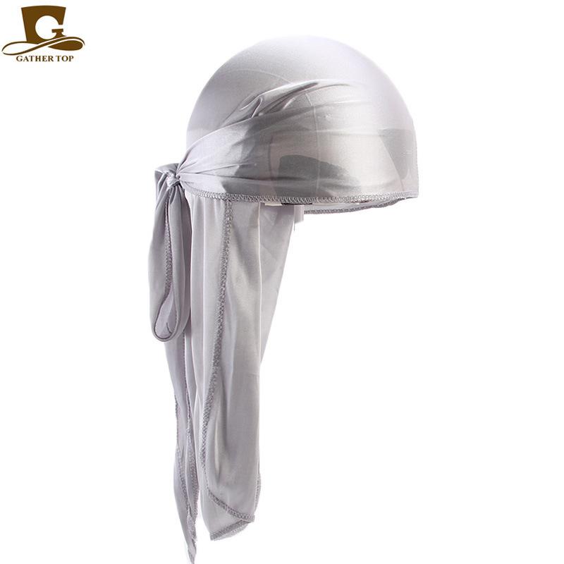 Male and Female Imitation Silk Long Tail Headscarf Hat Pirate Hat Hip Hop Headscarf Hat Silky Durag TJM-C
