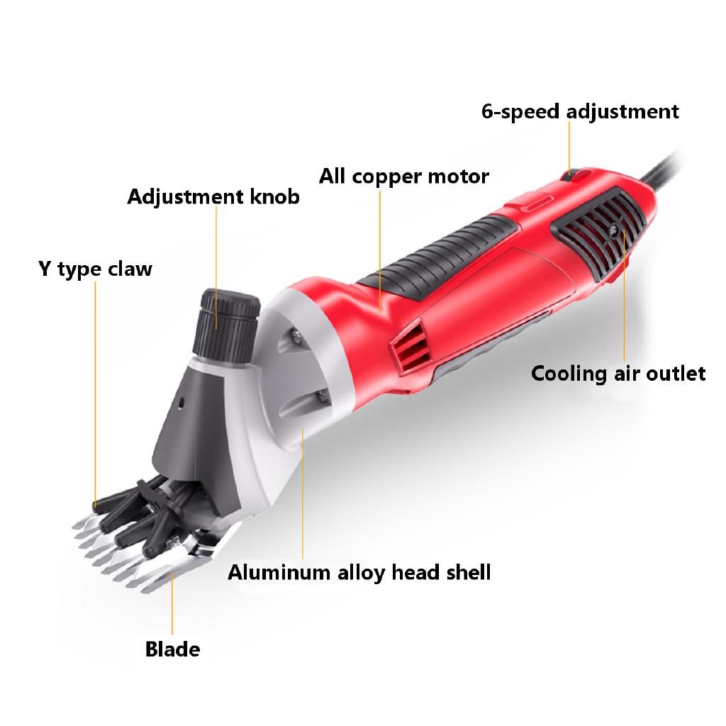 1500W 220V 13 Teeth 6 Gears Electric Sheep Shearing Cutter Scissor Goat Wool Shaving Adjustment Push Trimmer Tool Cutter Machine