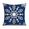Christmas Pillow Cover Blue Elk Snowflake Linen Print Sofa Cushion Home Cushion Cover