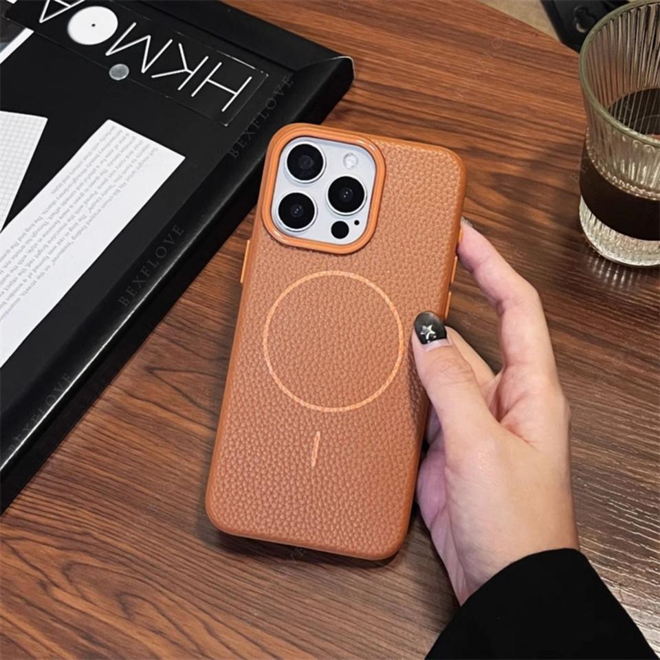 Leather Magnetic Phone Case For iPhone 15 14 13 12 11 16 Pro Max Plus SE XR X XS MAX For Magsafe Wireless Charge Protector Cover