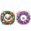 Acrylic Christmas Wreath Diamond Painting Hanging Pendant 5D DIY Diamond Painting Dots Pendant for Garden Window Decor