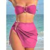 New Cross Border Swimsuit Solid Color Metal Buckle Three Pieces Women's Split Bikini Set Swimsuit