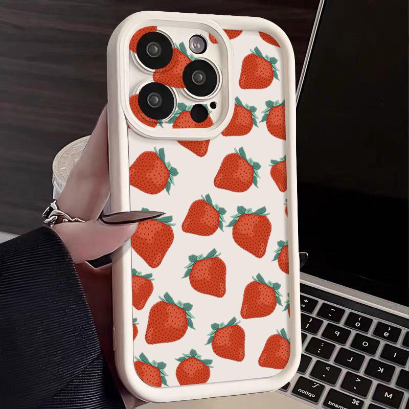 Luxury Fruits Pattern Phone Case For iPhone 16 16e 15 14 13 12 Pro Max Plus 11 Clear TPU Shockproof Cover