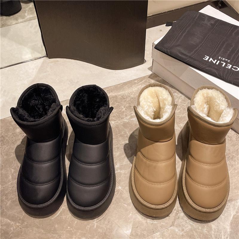 Thickened Warm Boots New 2025 Winter Thick-sole Mid-calf Outdoor Women Cotton Shoes Waterproof Non-slip Booties Zapatos De Mujer