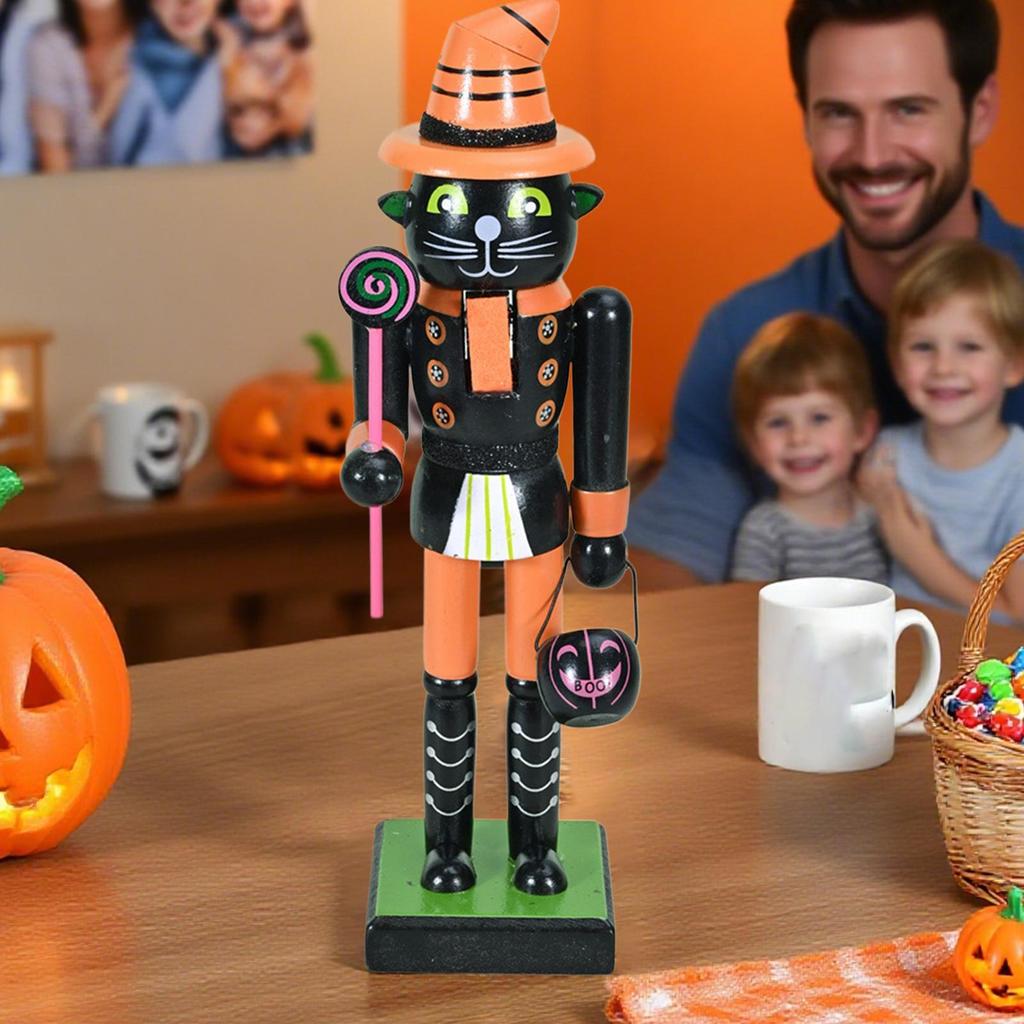 Halloweenský dřevěný louskáček Sváteční dekorace Kostra Dýně Louskáček Halloweenská figurka Plniva do tašek s dobrotami Pro domácí vystavení