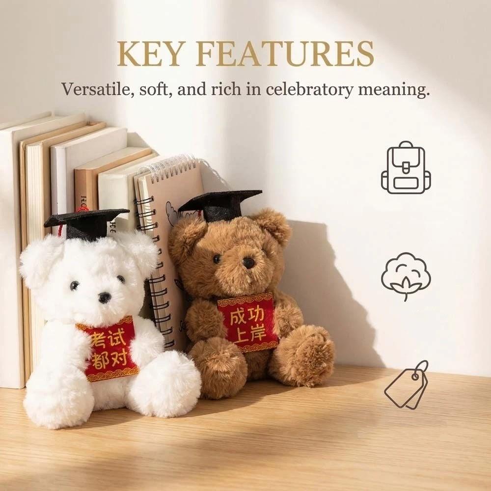 Cute Graduation Bear Plush Toy Soft Stuffed Dr Bear Plush Doll Backpack Accessory