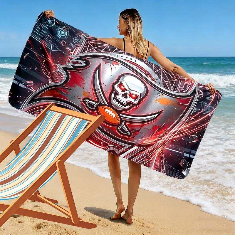 Tampa Bay Buccaneers2 Print Beach Towel, Large Soft Quick Dry Towel for Beach Camping Swimming