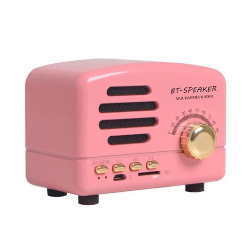 Outdoor Portable Wireless Vintage Stereo Speaker with 1200mAh Capacity Battery Long Battery Life FM Radio TF Card Player
