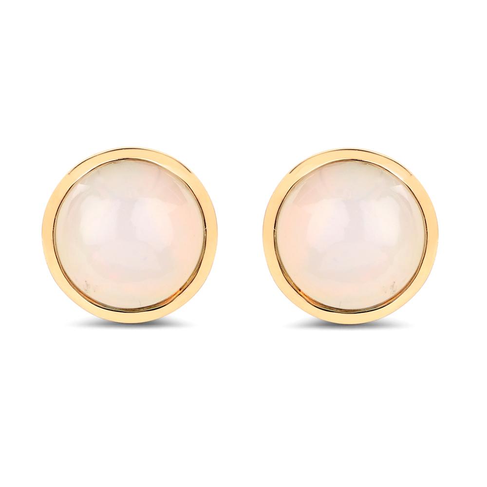 

925 Sterling Silver Yellow Gold Plated Earrings Ethiopian Opal Cabochon Round 6mm Push Post Elegant Women Jewelry золотий