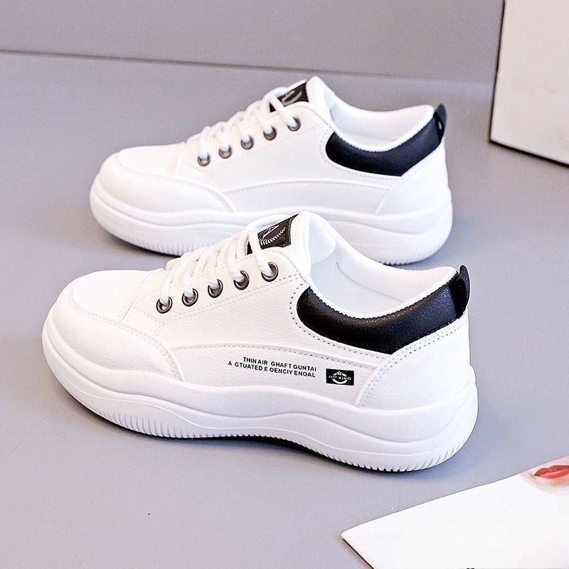 White Sneakers Versatile Women's Shoes Thick-soled Student Running Shoes