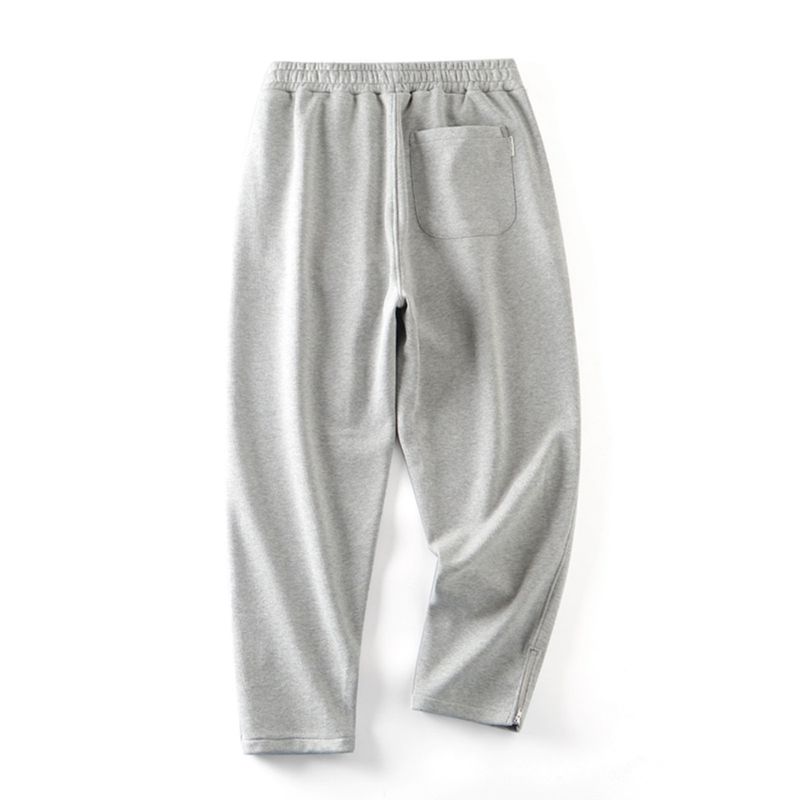 Men's Winter Fleece-Lined Thickened Straight-Leg Sweatpants with Zipper Cuffs, Export Quality Knitted Casual Pants