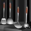 Ruhan Golden Peach Wood Stainless Steel Spatula & Ladle Set