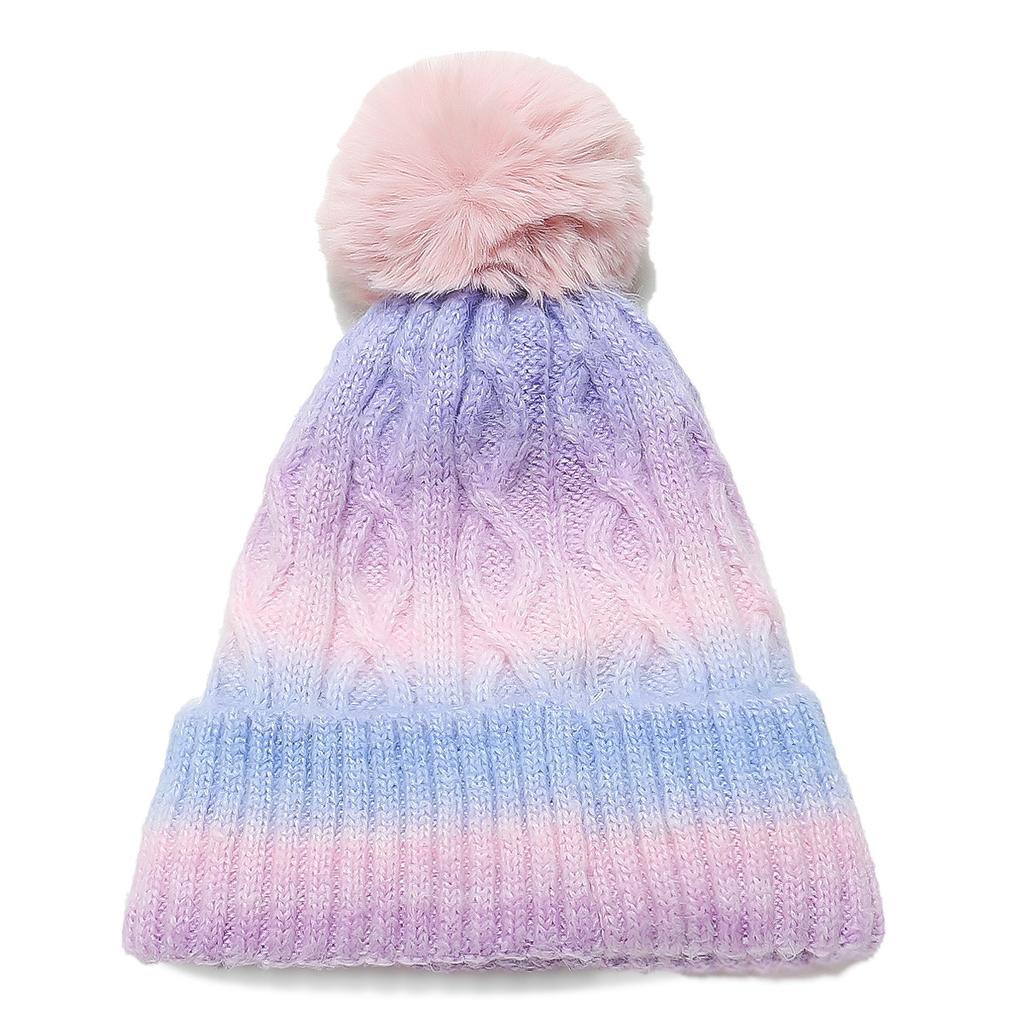 Winter Hat Children's Winter New Velvet Thermal Cap Tie-dyeing Gradual Change Color Wool Hat Pullover Hat Knitted Hat