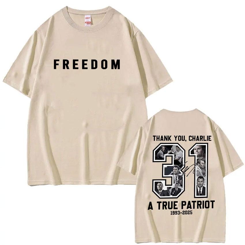 A True Patriot Charlie Kirk 1993-2025 Graphic T Shirt Men's Vintage Gothic Clothing T-shirts Casual Y2K Cotton Short Sleeve